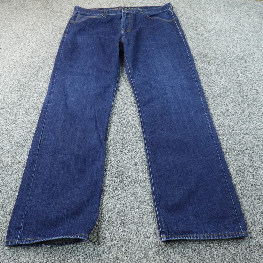 American Eagle Jeans Mens 38X34 Dark Blue Denim Pants Loose Straight Wide Leg